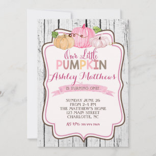 A little Pumpkin BIRTHDAY party Invitation