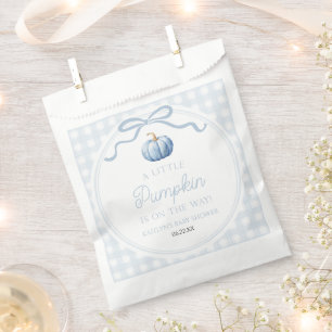A Little Pumpkin Blue Bow Fall Baby Shower Favour Bags