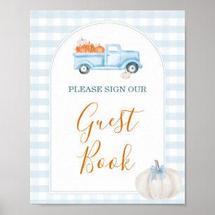 A Little Pumpkin Blue Truck Baby Shower Guest Book