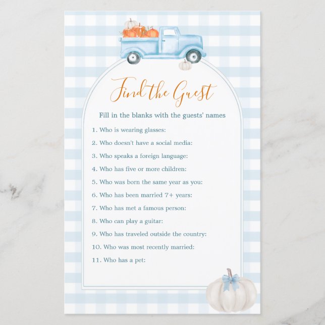 A Little Pumpkin Blue Truck Find The Guest Game (Front)