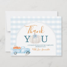 A Little Pumpkin Blue Truck Gingham Baby Shower