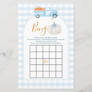 A Little Pumpkin Blue Truck Gingham Bingo Game