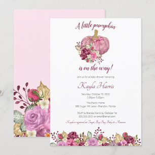 A little pumpkin blush & burgundy fall baby shower invitation