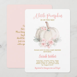 A little pumpkin blush pink fall baby shower girl invitation