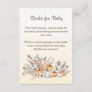 A Little Pumpkin Boho Baby Shower Books for Baby Enclosure Card