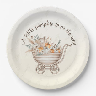 A Little Pumpkin Boho Baby Shower Paper Plate