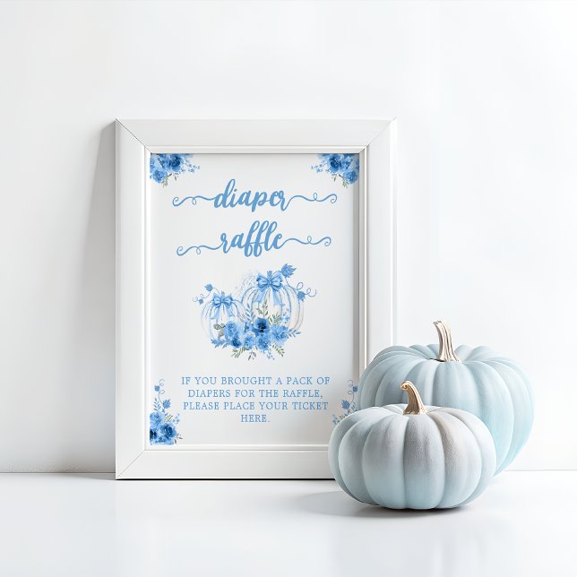 A Little Pumpkin Bow Baby Shower Boy Diaper Poster (Creator Uploaded)