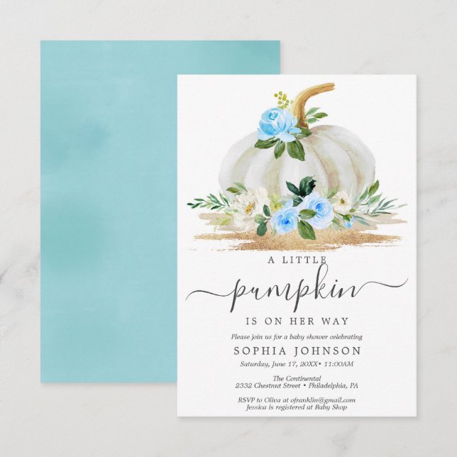A Little Pumpkin Boy Baby Shower Invitation Card (Front/Back)