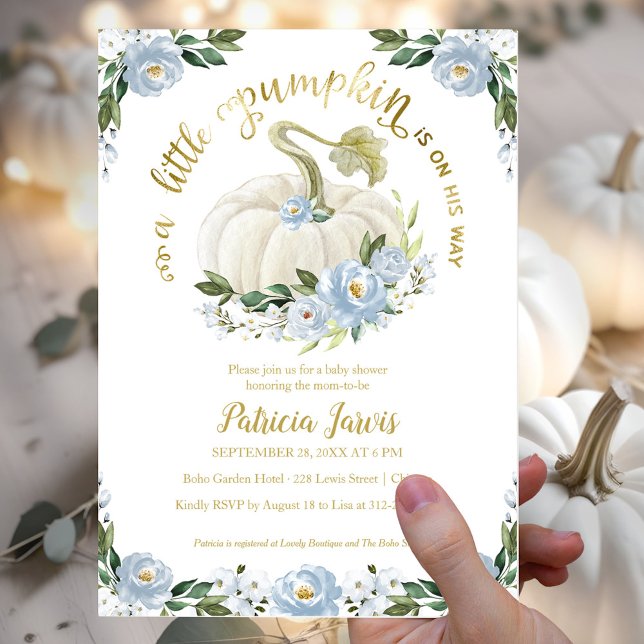 A Little Pumpkin Boy Fall Baby Shower Invitation (Creator Uploaded)