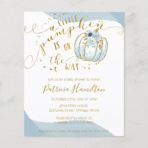 A Little Pumpkin Budget Boy Baby Shower Invitation