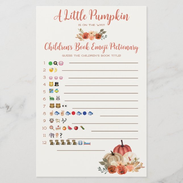 A Little Pumpkin Children's Book Emoji Baby Game (Front)