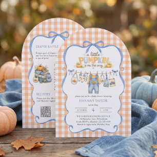 A Little Pumpkin Clothesline Boy Fall Baby Shower Invitation
