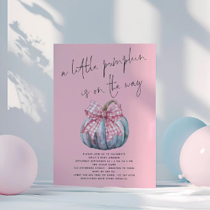 A Little Pumpkin Coquette Bow Pink Baby Shower Invitation