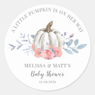 A Little Pumpkin Couples Baby Shower Classic Round Sticker
