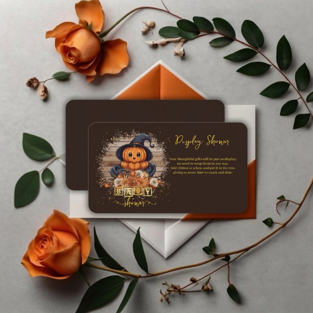 A Little Pumpkin Cute Kawaii Glitters Baby Shower Enclosure Card (Creator Uploaded)