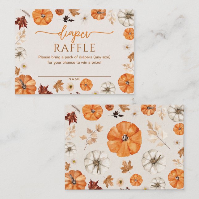 A Little Pumpkin Diaper Raffle Enclosure Card (Front/Back)