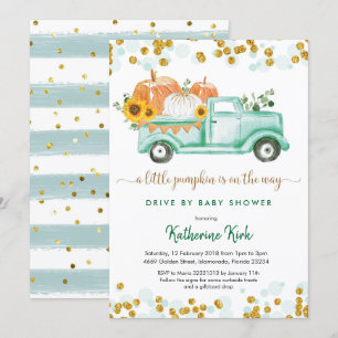 A little pumpkin drive by boy baby shower invitation
