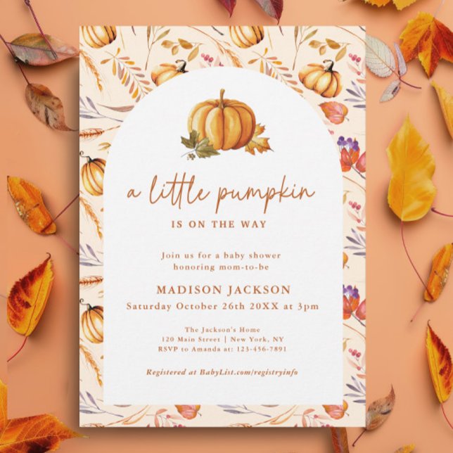 A Little Pumpkin Elegant Fall Floral  Invitation (Creator Uploaded)