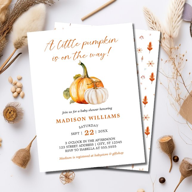 A Little Pumpkin Fall Autumn Baby Shower Invitation (Creator Uploaded)