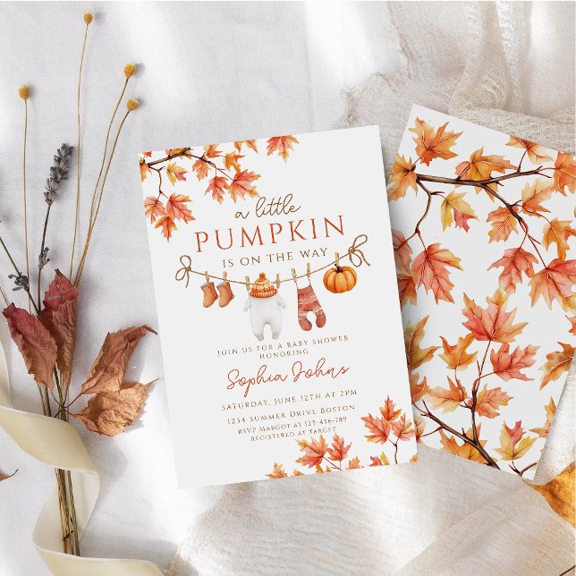 A Little Pumpkin fall Autumn Baby Shower  Invitation (Creator Uploaded)