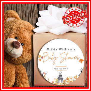 A Little Pumpkin Fall Autumn Floral Baby Shower Classic Round Sticker