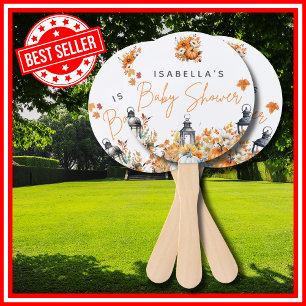 A Little Pumpkin Fall Autumn Floral Baby Shower Hand Fan