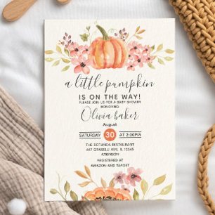 A Little Pumpkin Fall Autumn Floral Baby Shower Invitation