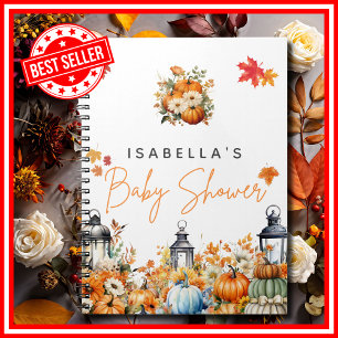 A Little Pumpkin Fall Autumn Floral Baby Shower Notebook