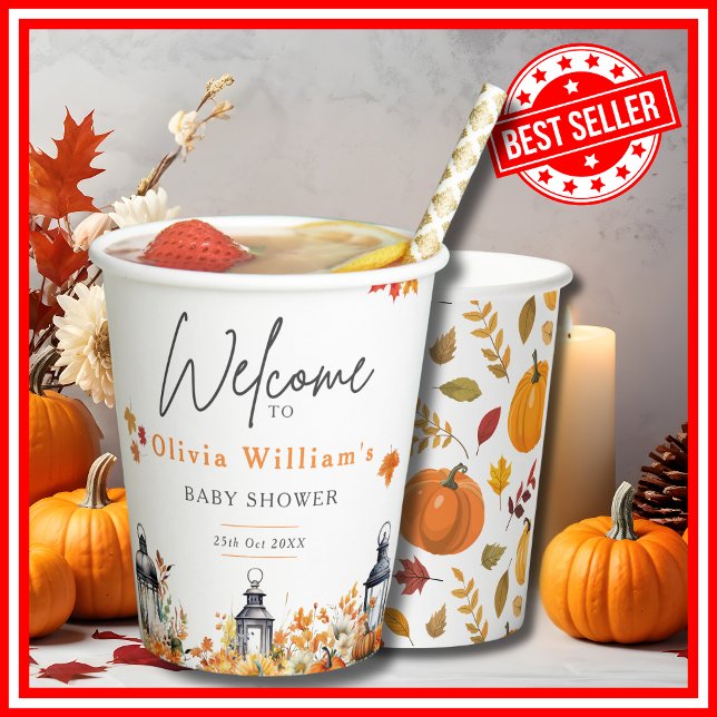 A Little Pumpkin Fall Autumn Floral Baby Shower Paper Cups (A Little Pumpkin is on the Way Fall Autumn Floral Baby Shower Paper Cups)
