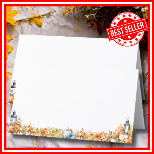 A Little Pumpkin Fall Autumn Floral Baby Shower Place Card