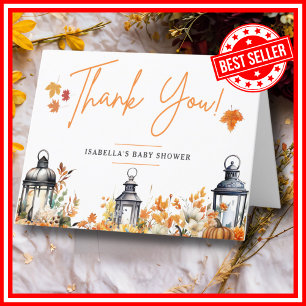 A Little Pumpkin Fall Autumn Floral Baby Shower Thank You Card