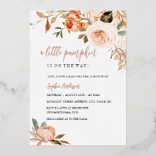 A Little Pumpkin Fall Autumn Foil Baby Shower