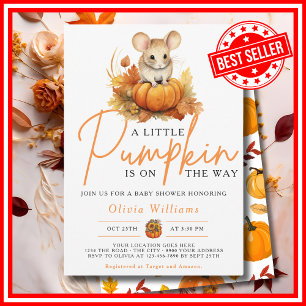 A Little Pumpkin Fall Autumn MOUSE Baby Shower Invitation