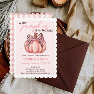 A Little Pumpkin Fall Autumn Pink Baby Shower Invitation