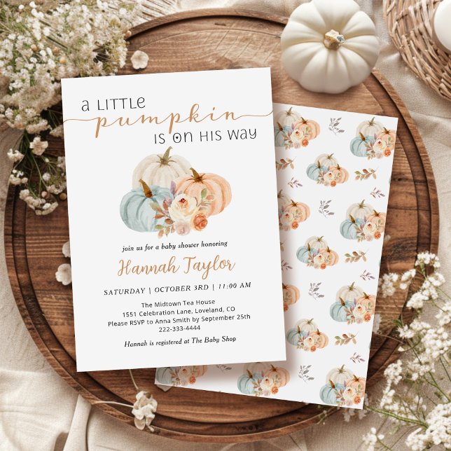 A Little Pumpkin Fall Baby Boy Shower Invitation (Creator Uploaded)