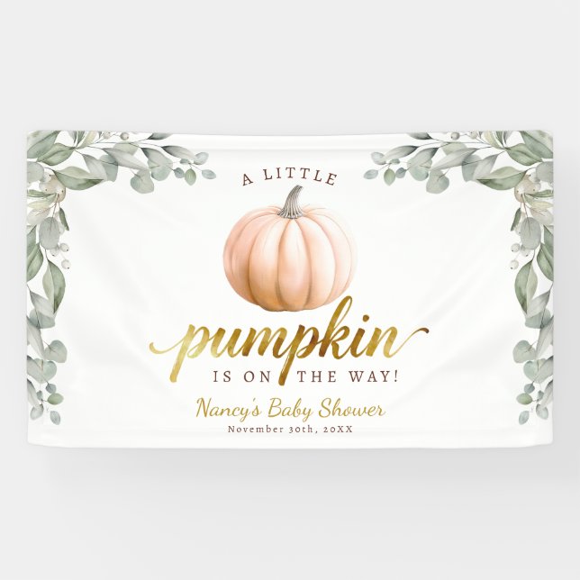 A Little Pumpkin Fall Baby Shower Backdrop Banner (Horizontal)