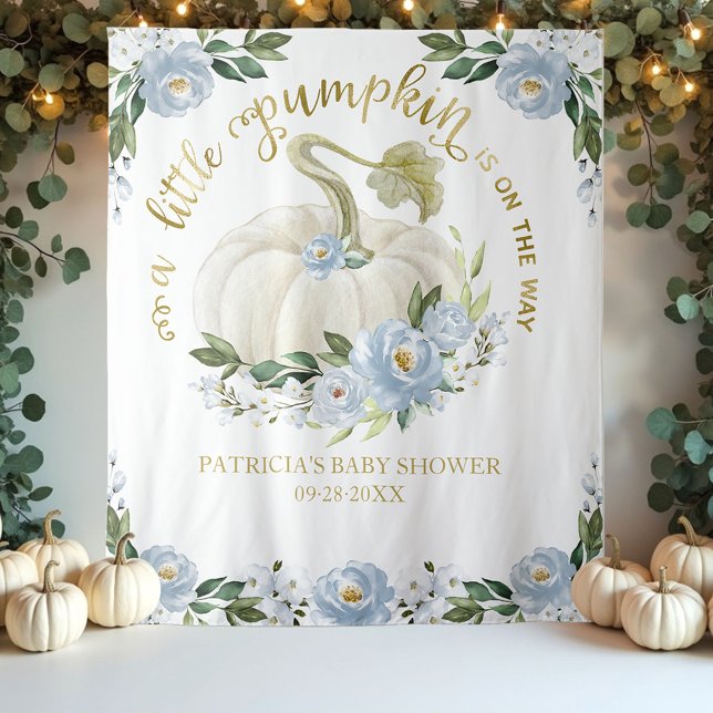 A Little Pumpkin Fall Baby Shower Backdrop Tapestry (Creator Uploaded)