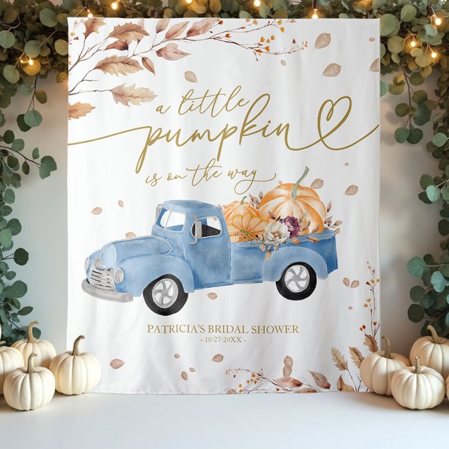 A Little Pumpkin Fall Baby Shower Backdrop Tapestry (Creator Uploaded)