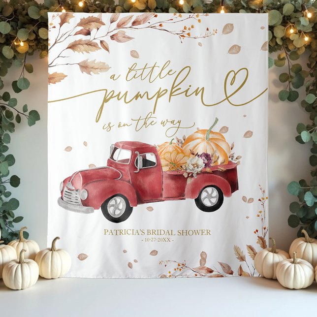 A Little Pumpkin Fall Baby Shower Backdrop Tapestry (Creator Uploaded)