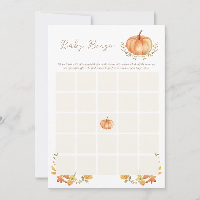 A Little Pumpkin Fall | Baby Shower Bingo Card (Front)
