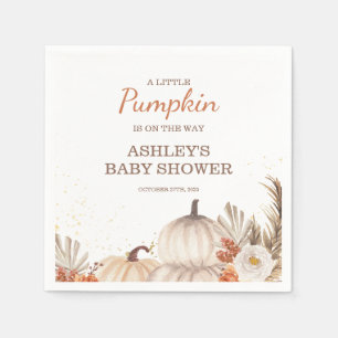 A Little Pumpkin, Fall Baby Shower Boho Napkin