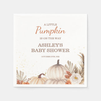 A Little Pumpkin, Fall Baby Shower Boho Napkin