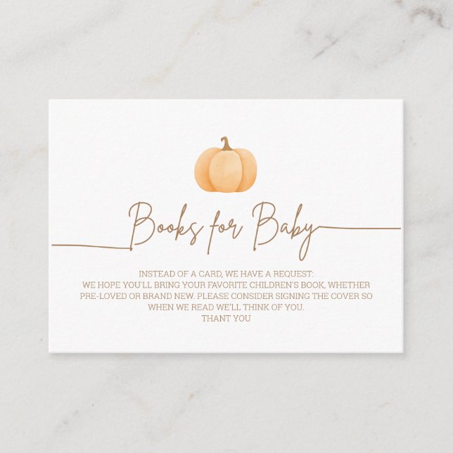 A Little Pumpkin Fall Baby Shower Book Request Enclosure Card (Front)