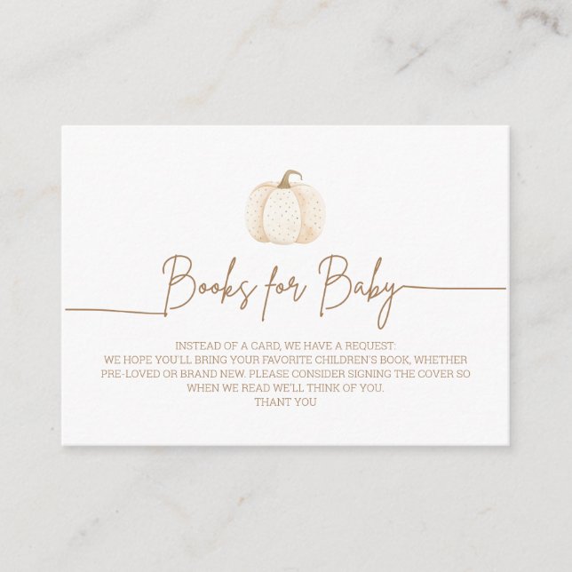 A Little Pumpkin Fall Baby Shower Book Request Enclosure Card (Front)