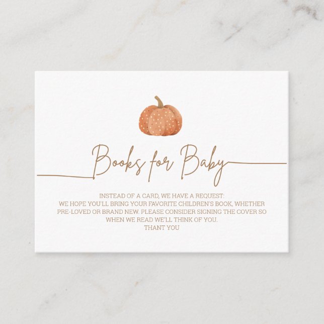 A Little Pumpkin Fall Baby Shower Book Request Enclosure Card (Front)