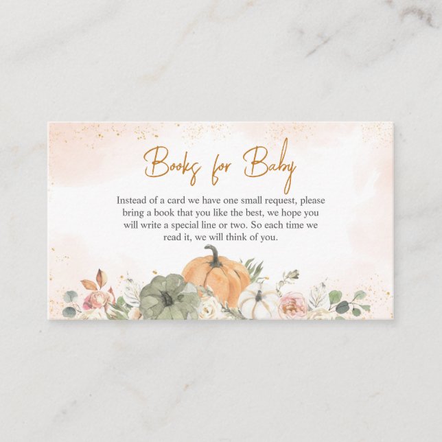 A Little Pumpkin Fall Baby Shower Books for Baby Enclosure Card (Front)