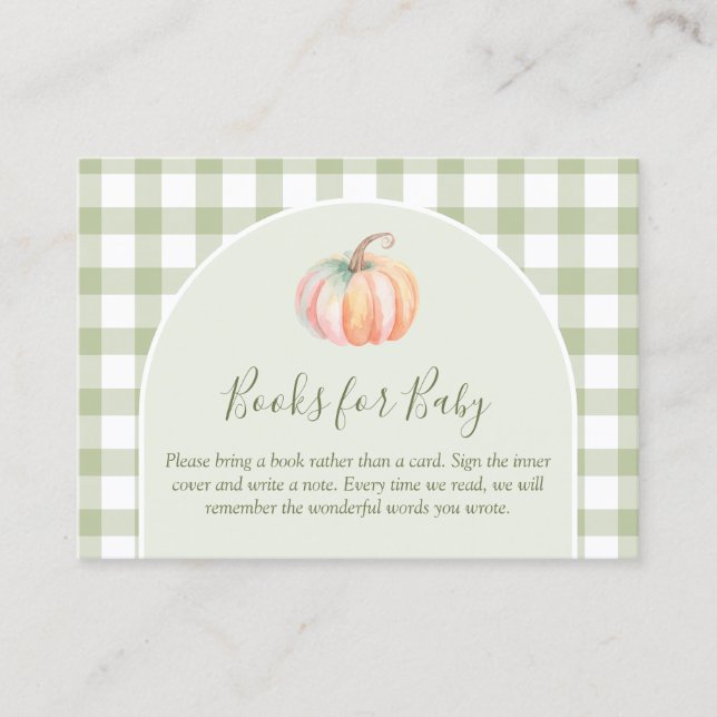 A Little Pumpkin Fall Baby Shower Books For Baby Enclosure Card (Front)