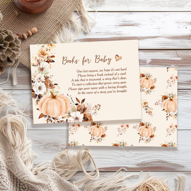 A Little Pumpkin Fall Baby Shower Books For Baby Enclosure Card (Creator Uploaded)