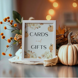 A Little Pumpkin Fall Baby Shower Cards And Gifts Pedestal Sign