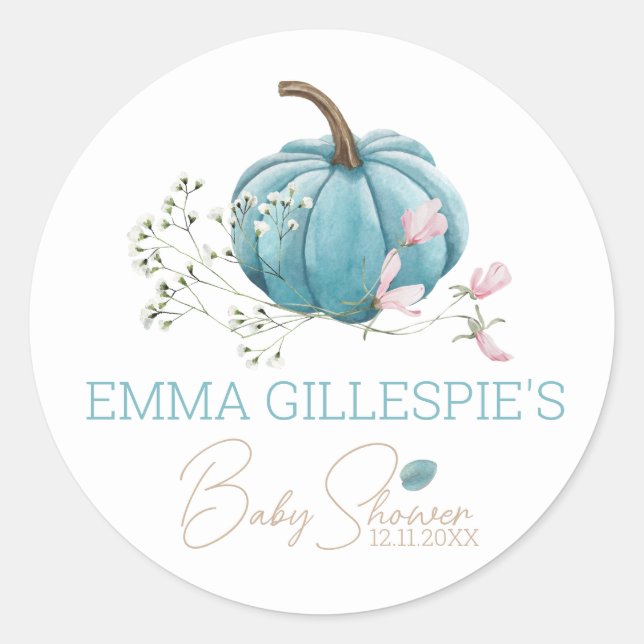 A Little Pumpkin Fall Baby Shower Classic Round Sticker (Front)